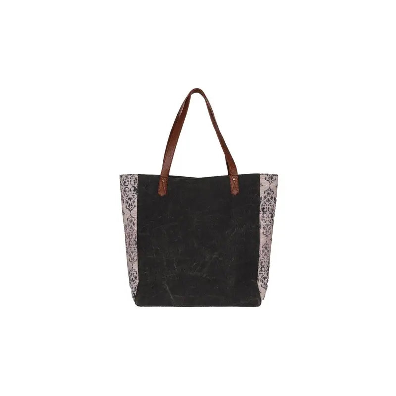 MIA UP-CYCLED CANVAS AND DURRIE TOTE - VINTAGE BLACK