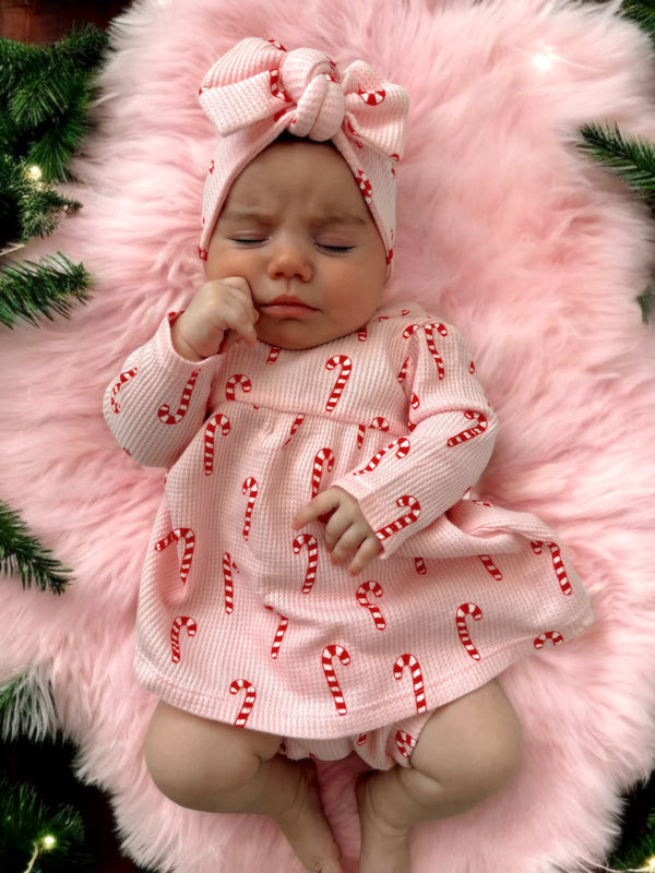 SIMPLE DRESS AND BLOOMER - PINK CANDY CANE