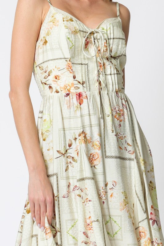 FLIRTY FLORAL MINI DRESS - CREAM MULTI
