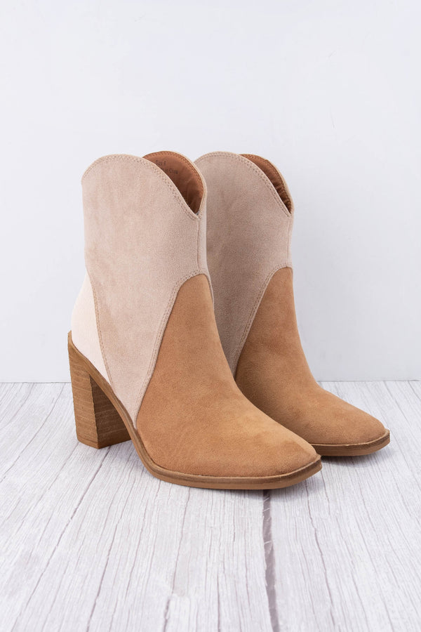 KENDALL TRI-TONE BOOTIE - CAMEL/TAUPE/BEIGE
