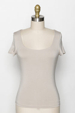 DOUBLE LAYER SQUARE NECK TOP - FOG