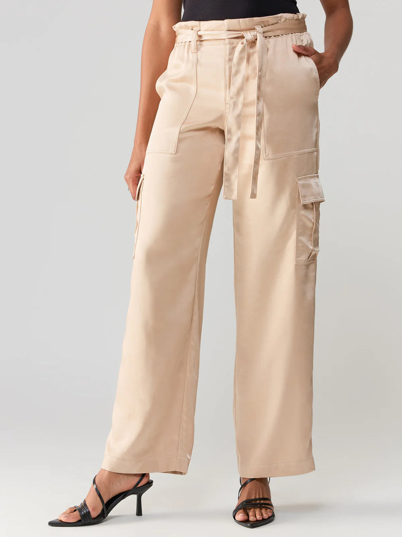 ALL TIED UP HIGH RISE CARGO PANT - MOONLIGHT BEIGE