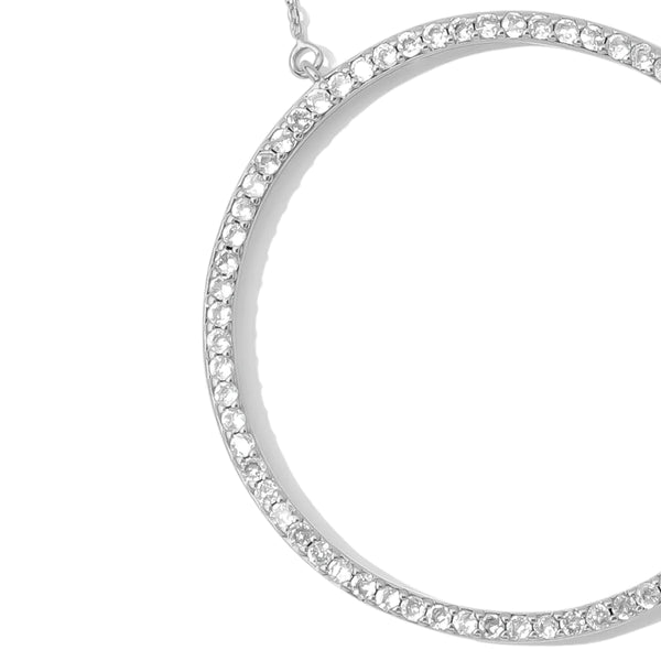 STATEMENT PAVE CIRCLE NECKLACE - SILVER
