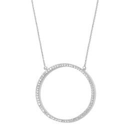 STATEMENT PAVE CIRCLE NECKLACE - SILVER