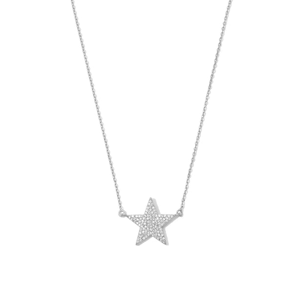 PAVE STAR NECKLACE - SILVER