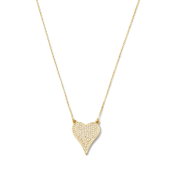 PAVE HEART NECKLACE - GOLD