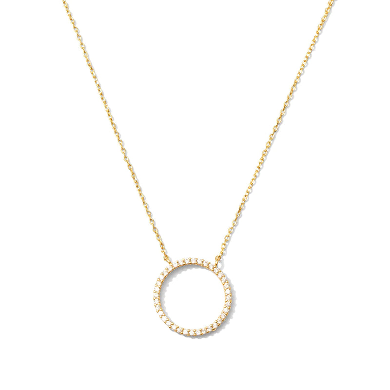 OPEN PAVE CIRCLE NECKLACE - GOLD