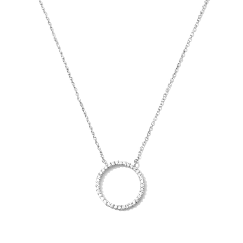 OPEN PAVE CIRCLE NECKLACE - SILVER