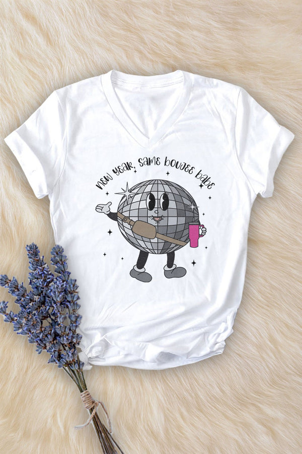 NEW YEAR DISCO BALL T-SHIRT - WHITE