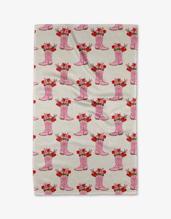 GEOMETRY KITCHEN TEA TOWELS - COWGIRL BOOTS