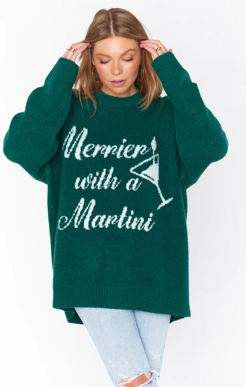 SHOW ME YOUR MUMU CLASSIC CREWNECK SWEATER - GREEN