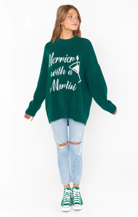 SHOW ME YOUR MUMU CLASSIC CREWNECK SWEATER - GREEN