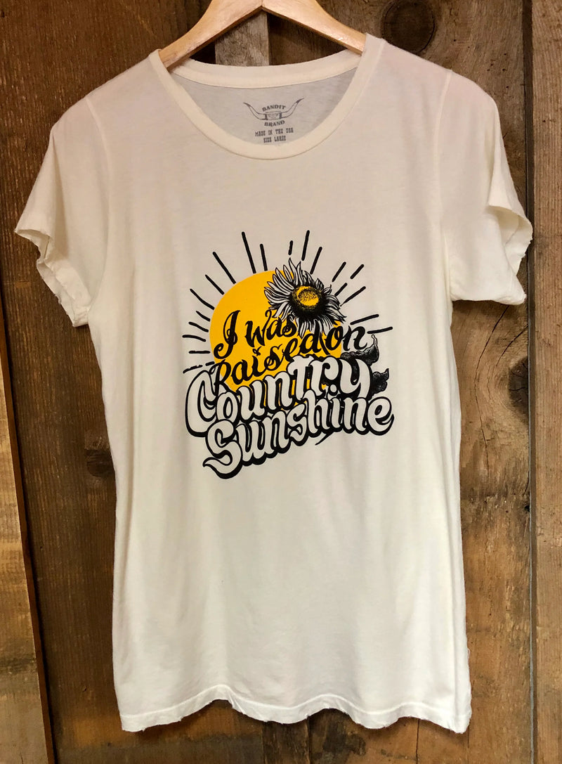 RAISED ON COUNTRY SUNSHINE TEE - WHITE