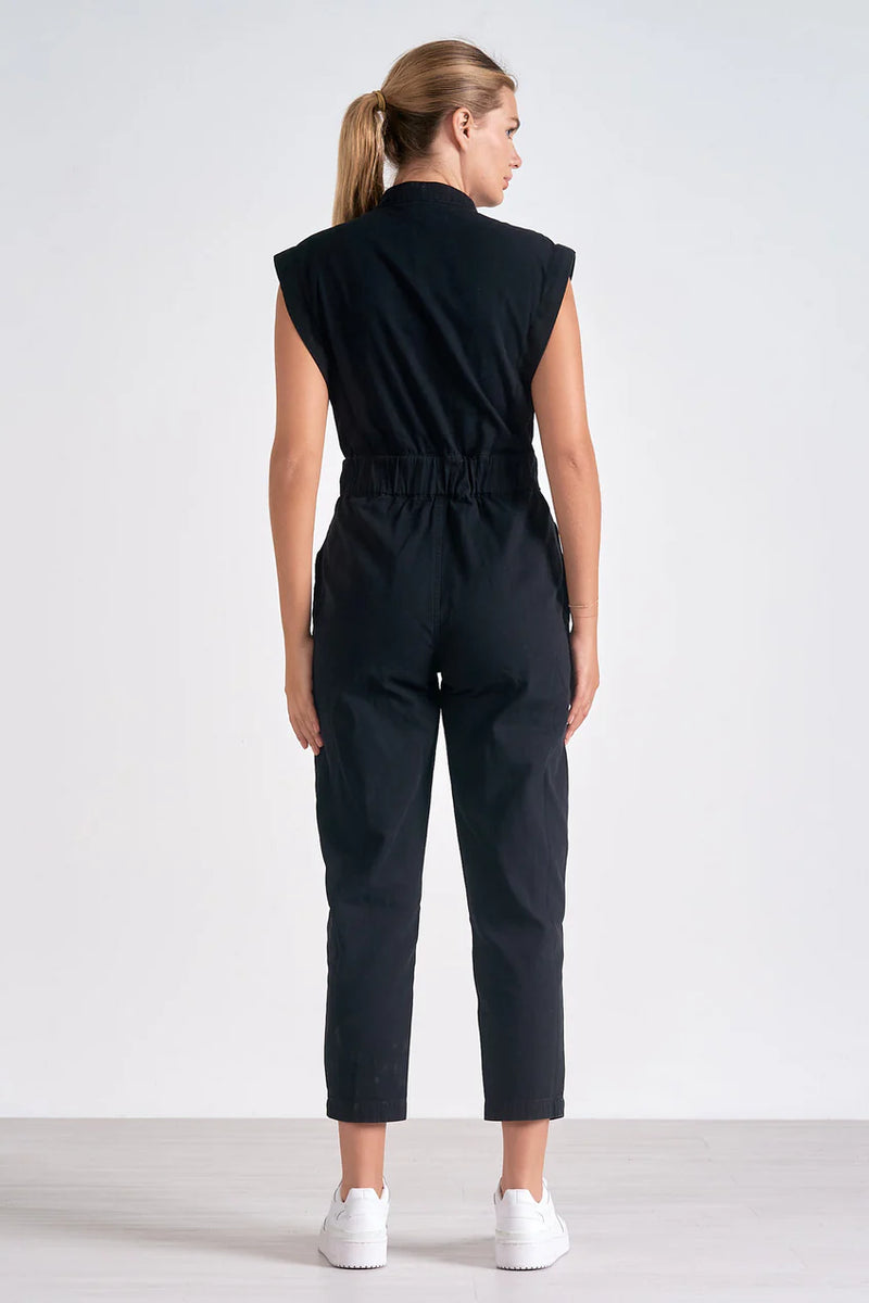 ELAN JACK DENIM JUMPSUIT - BLACK