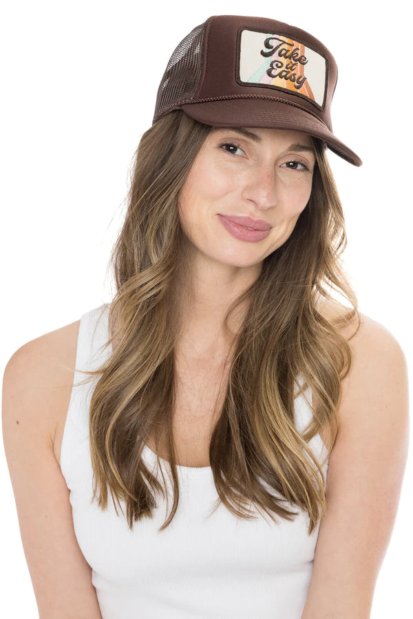 TAKE IT EASY TRUCKER HAT - BROWN