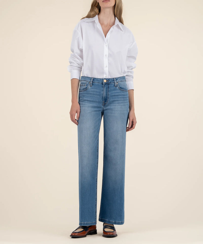 KUT FROM THE KLOTH HIGH RISE WIDE LEG JEAN - MEDIUM WASH