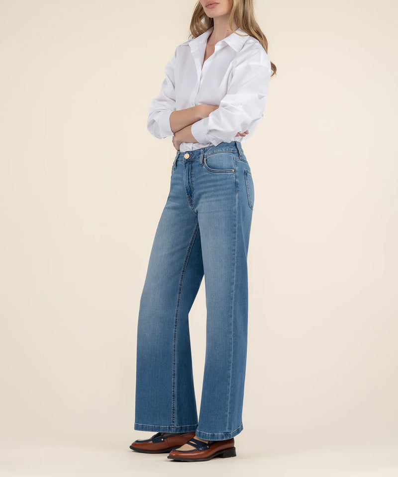 KUT FROM THE KLOTH HIGH RISE WIDE LEG JEAN - MEDIUM WASH