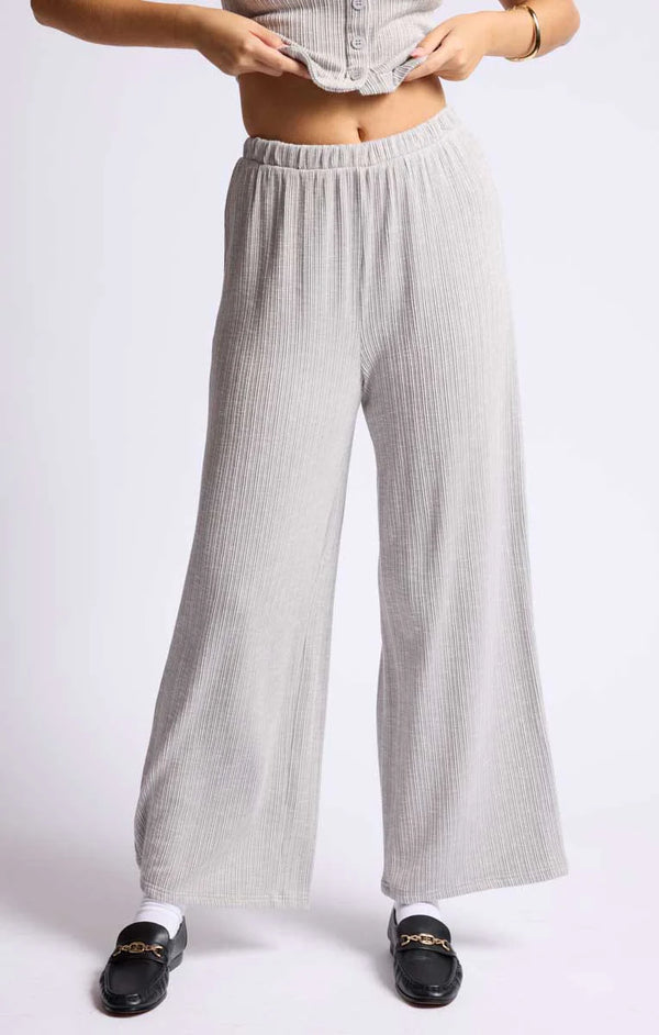 FRESH AIR RIB KNIT PANTS - HEATHER GREY