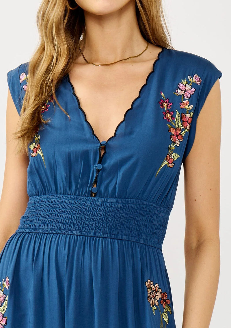 DARCEY EMBROIDERED MAXI DRESS - NAVY