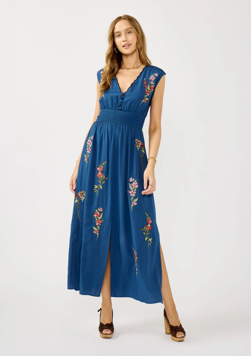 DARCEY EMBROIDERED MAXI DRESS - NAVY