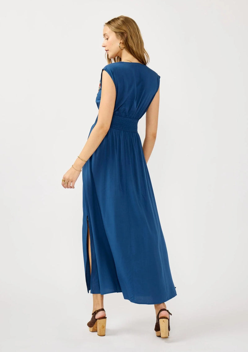 DARCEY EMBROIDERED MAXI DRESS - NAVY