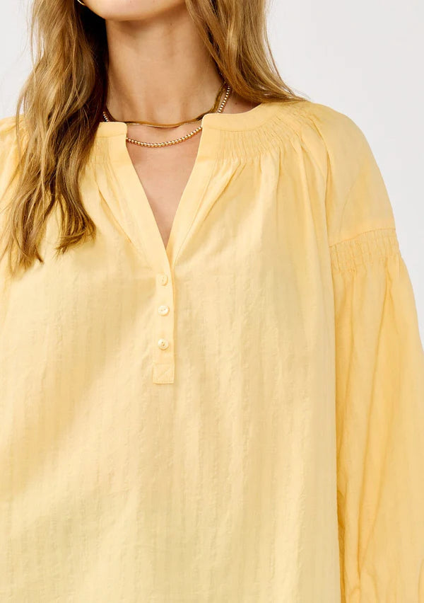 SUNDROP HENLEY BLOUSE - YELLOW