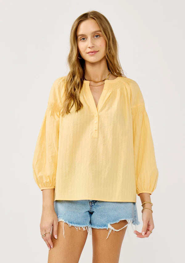 SUNDROP HENLEY BLOUSE - YELLOW