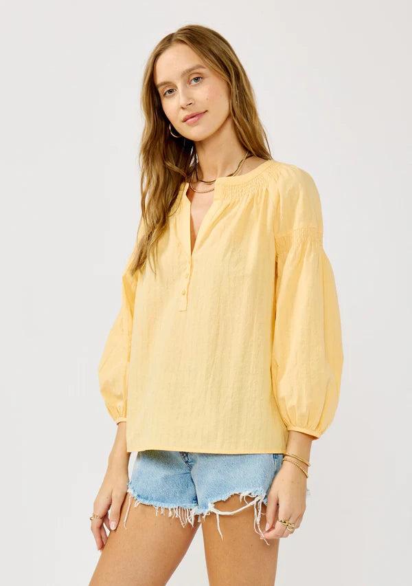 SUNDROP HENLEY BLOUSE - YELLOW