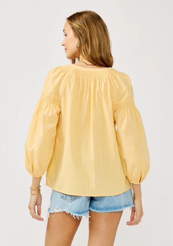 SUNDROP HENLEY BLOUSE - YELLOW