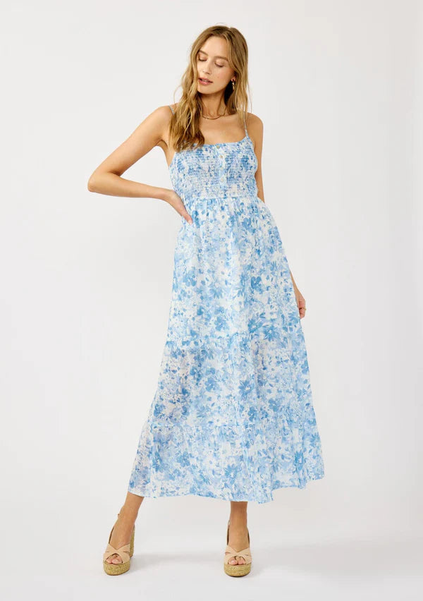 BOTANIC MUSE MAXI DRESS - LIGHT BLUE/WHITE