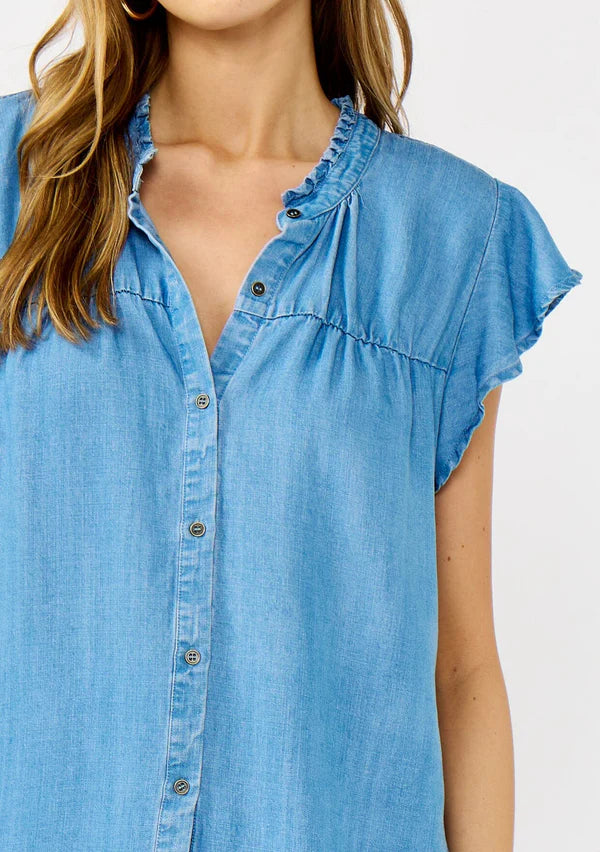 KIANA TENCEL TOP - LIGHT DENIM BLUE