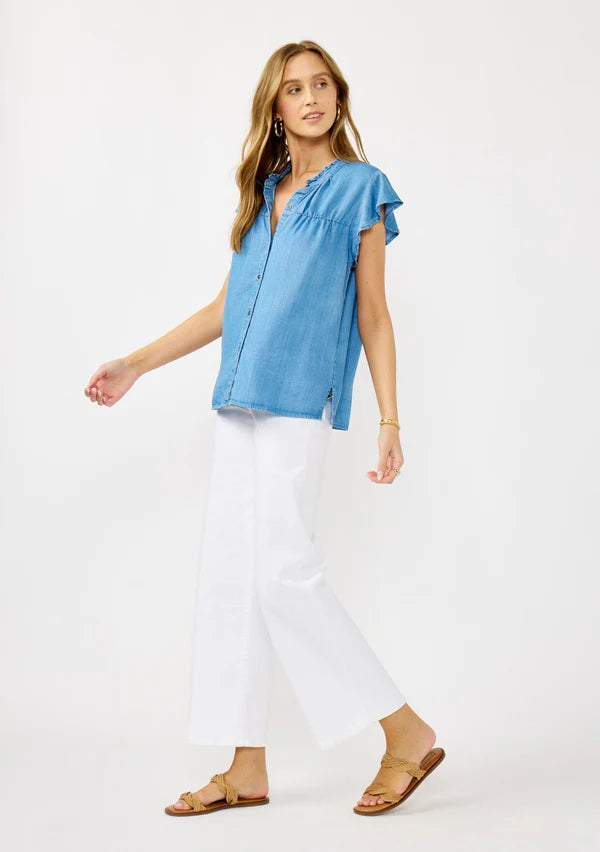 KIANA TENCEL TOP - LIGHT DENIM BLUE