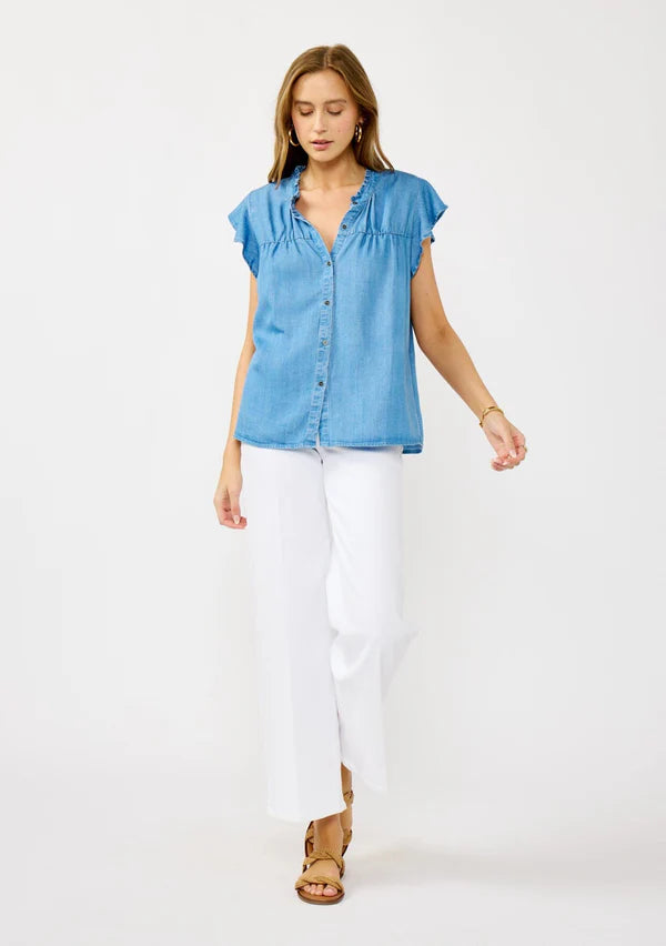 KIANA TENCEL TOP - LIGHT DENIM BLUE