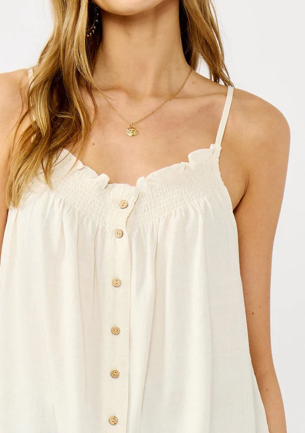 ELSA SMOCKED CAMISOLE - NATURAL