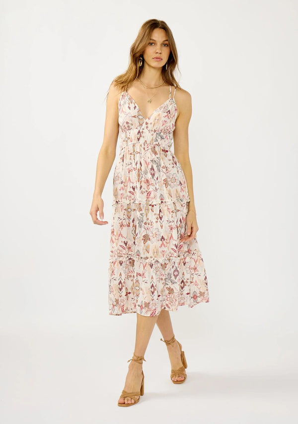 MOONFLOWER MIDI DRESS - NATURAL/RUST