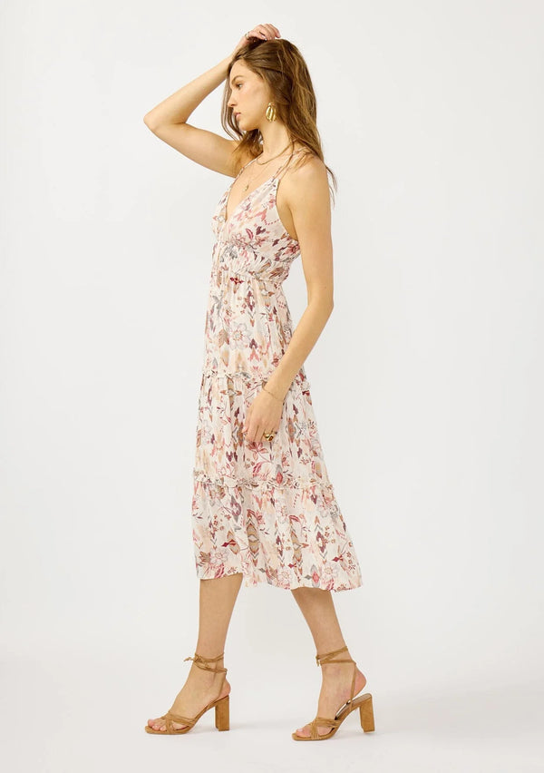 MOONFLOWER MIDI DRESS - NATURAL/RUST
