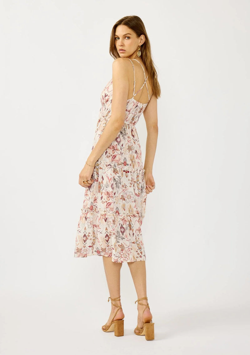 MOONFLOWER MIDI DRESS - NATURAL/RUST