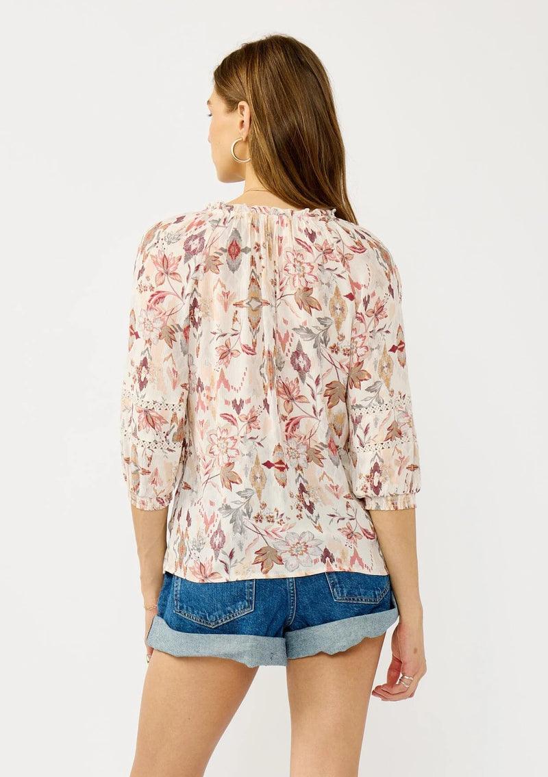 MOONFLOWER LACE BLOUSE - NATURAL/RUST