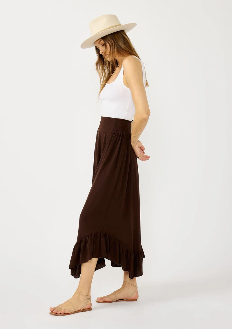 LAINEY RUFFLE MAXI SKIRT - CHOCOLATE BROWN