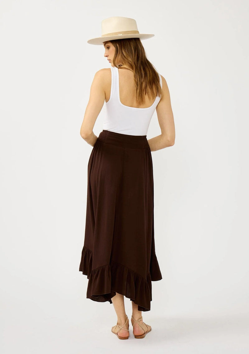 LAINEY RUFFLE MAXI SKIRT - CHOCOLATE BROWN