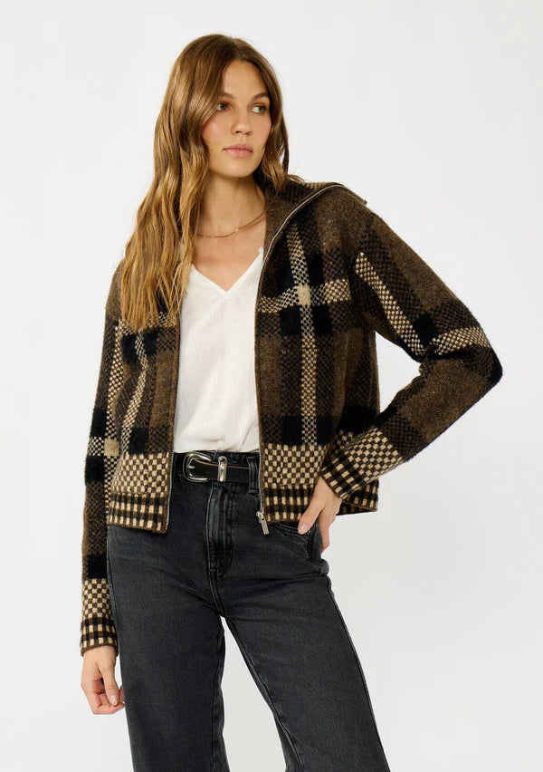 MOUNTAIN LODGE PLAID JACKET - BROWN/TAUPE