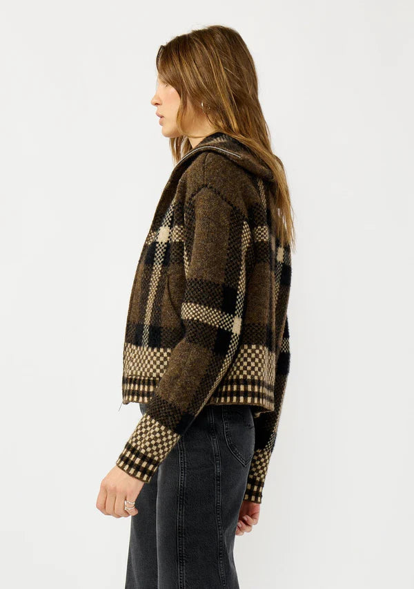 MOUNTAIN LODGE PLAID JACKET - BROWN/TAUPE