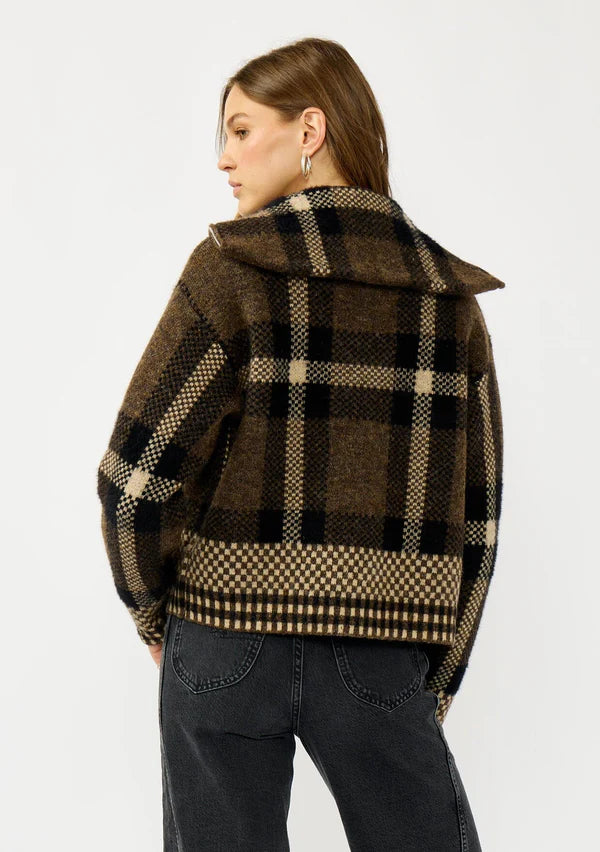 MOUNTAIN LODGE PLAID JACKET - BROWN/TAUPE