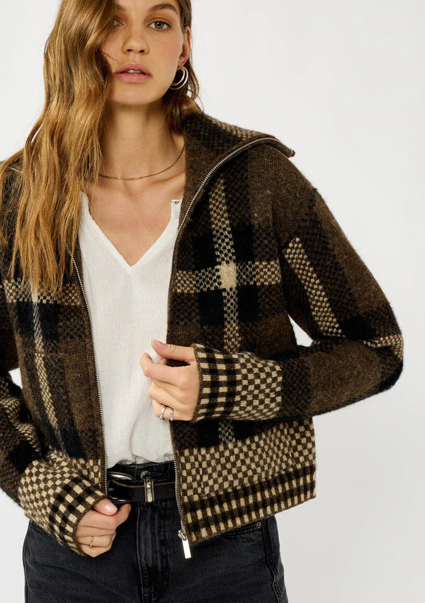 MOUNTAIN LODGE PLAID JACKET - BROWN/TAUPE