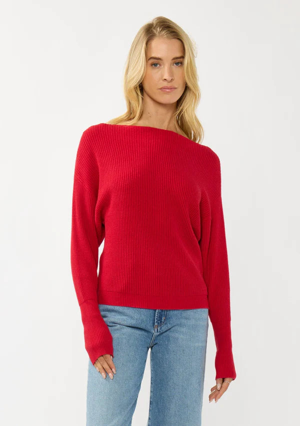 SNUGGLE UP OFF SHOULDER SWEATER - RED