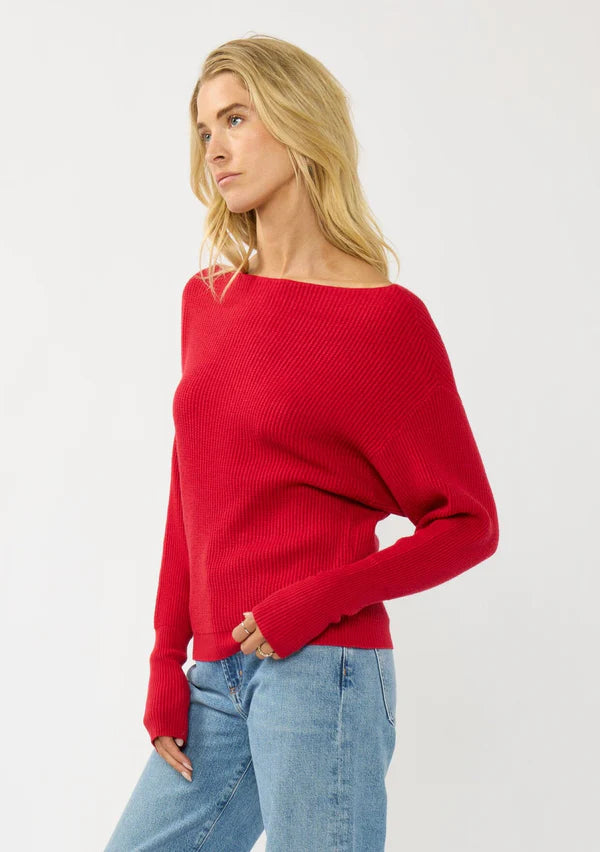 SNUGGLE UP OFF SHOULDER SWEATER - RED