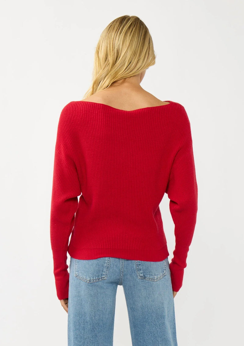 SNUGGLE UP OFF SHOULDER SWEATER - RED