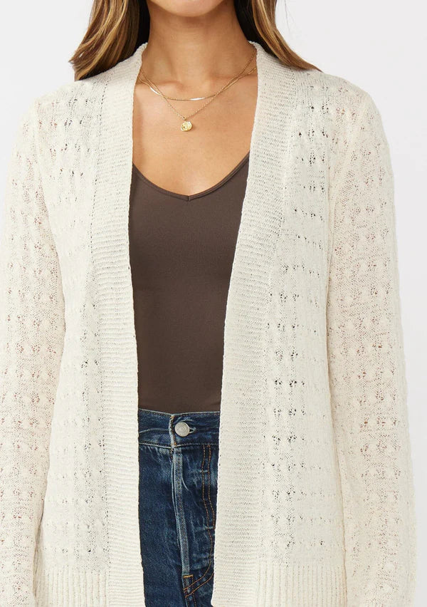 ELAINE  TAPE YARN CARDIGAN - OFF WHITE