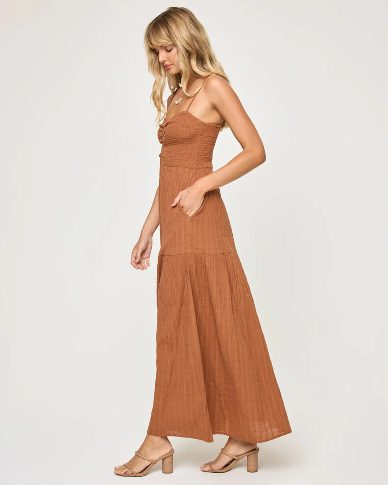 L SPACE MALLORCA DRESS - BROWN SUGAR