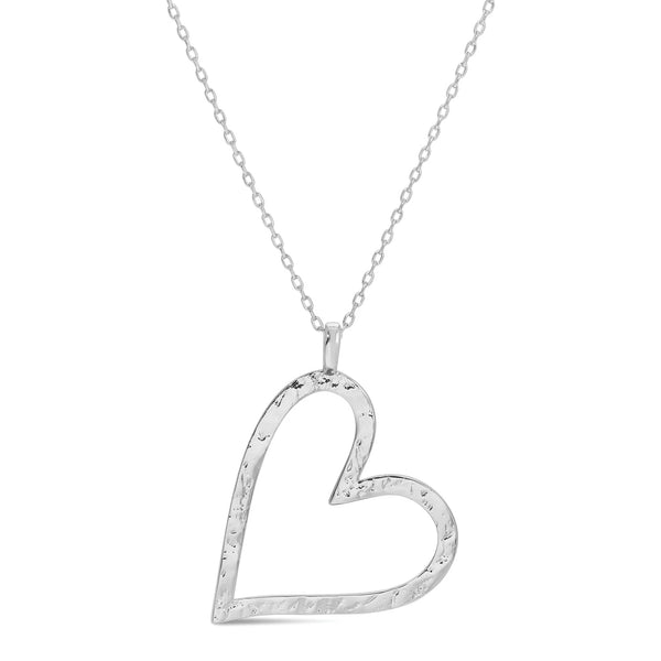 GILDED HEART PENDANT NECKLACE - SILVER